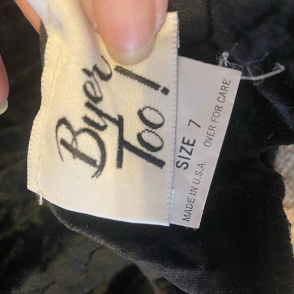 Vintage 90s ByerToo! Women Dress 7/M Black Velvet Multicolor Ruffle Skirt Retro - Picture 5 of 13